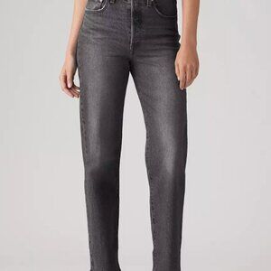 Women's Black Jeans Levi Ribcage Straight Ankle "Well Worn Black" size 26